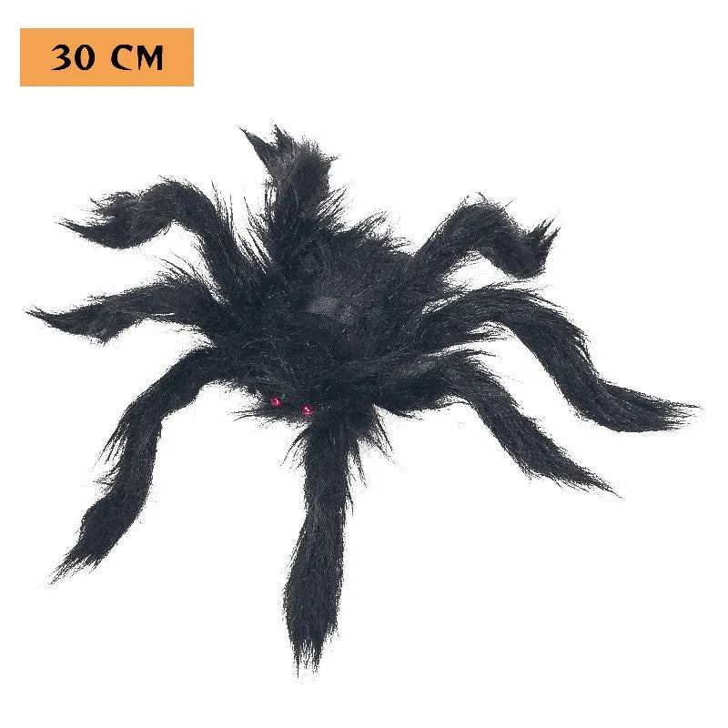 Halloween & Death Day 30cm Halloween Home Decor Yard Porch Ornaments Haunted House Realistic Artificial Spider Black Plush Halloween Giant Fake Spiders