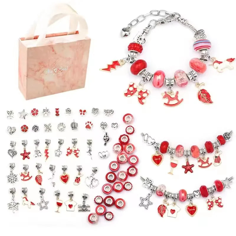 2025 wholesale girl birthday gift supplies DIY pink jewelry making set beads bracelet necklace making craft set