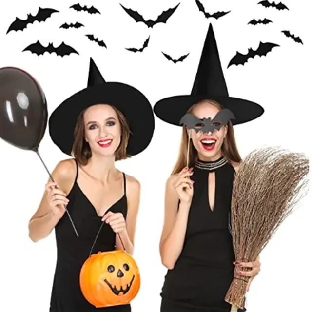 Halloween & Death Day Holiday Hat Party Black Oxford Fabric Wizard Hat Makeup Costume Props Witch Hat Halloween Costume Decoration