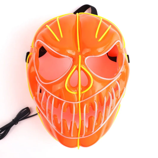 Halloween & Day of the Dead New Halloween Pumpkin Mask Flexible Light Emitting Diode Neon Mask Makeup Facial Lighting Mask Halloween Party Cosplay