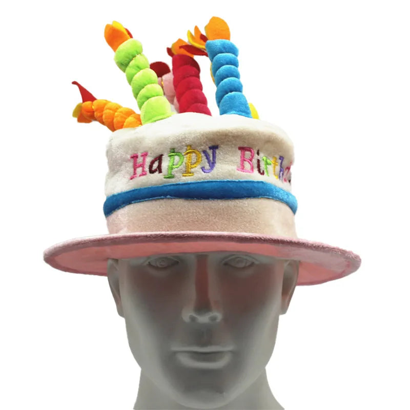 Birthday Party 2 Adult Happy Birthday Hat Cake Candle Pink Blue Letter Print Hat Birthday Party Ornaments Hat