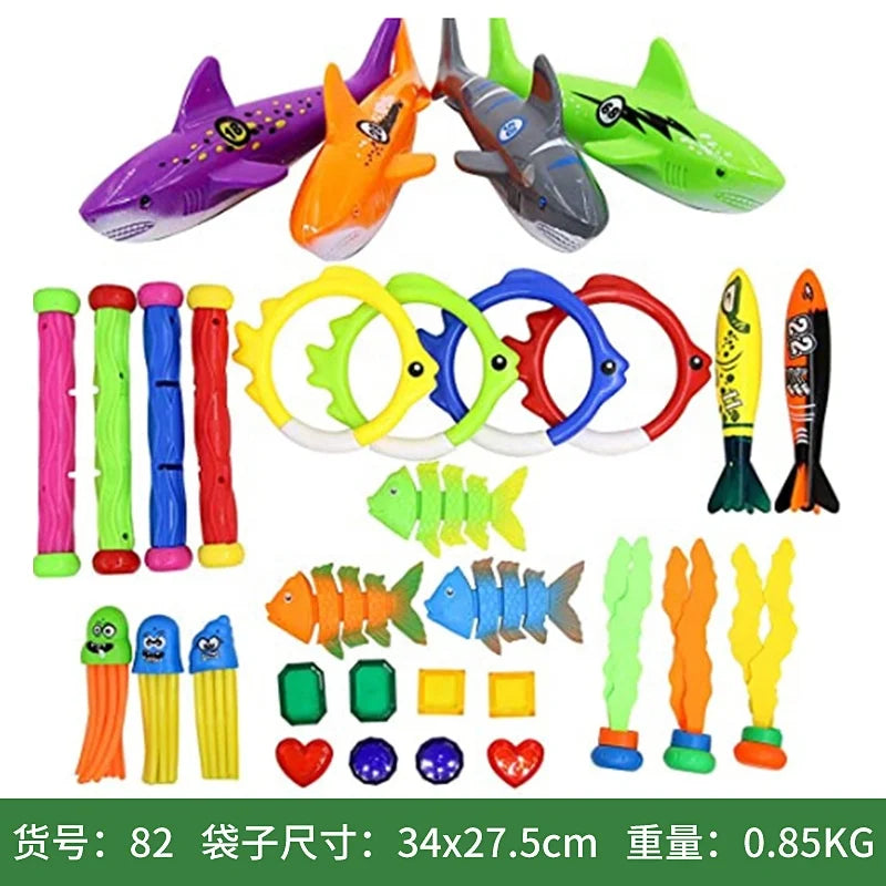 Birthday Party 2 Diving Toys Children's Outdoor Pool Treasure Hunt Diving Fish Seaweed Torpedo Jewelry Children's Water Toy Set