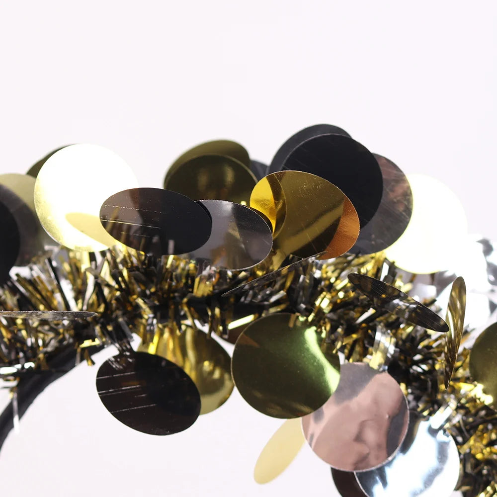 BSCI shinny accessories girl girl celebrates new year christmas party Kim cong pink glitter sequins christmas letter headband