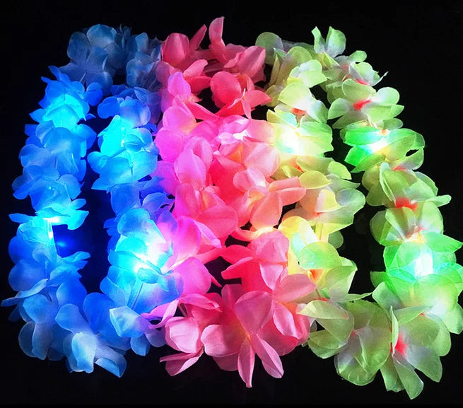 Light Necklace Hawaiian Christmas Light Emitting Diode Light Necklace Hawaiian Flower Thunder Hula Graduation Necklace Flower Les Wreaths