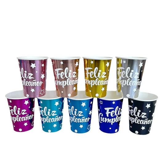Birthday Party 2 Wholesale 9oz Paper Cup Party Disposable Color Birthday Party Paper Cup Holiday Celebration Paper Cup
