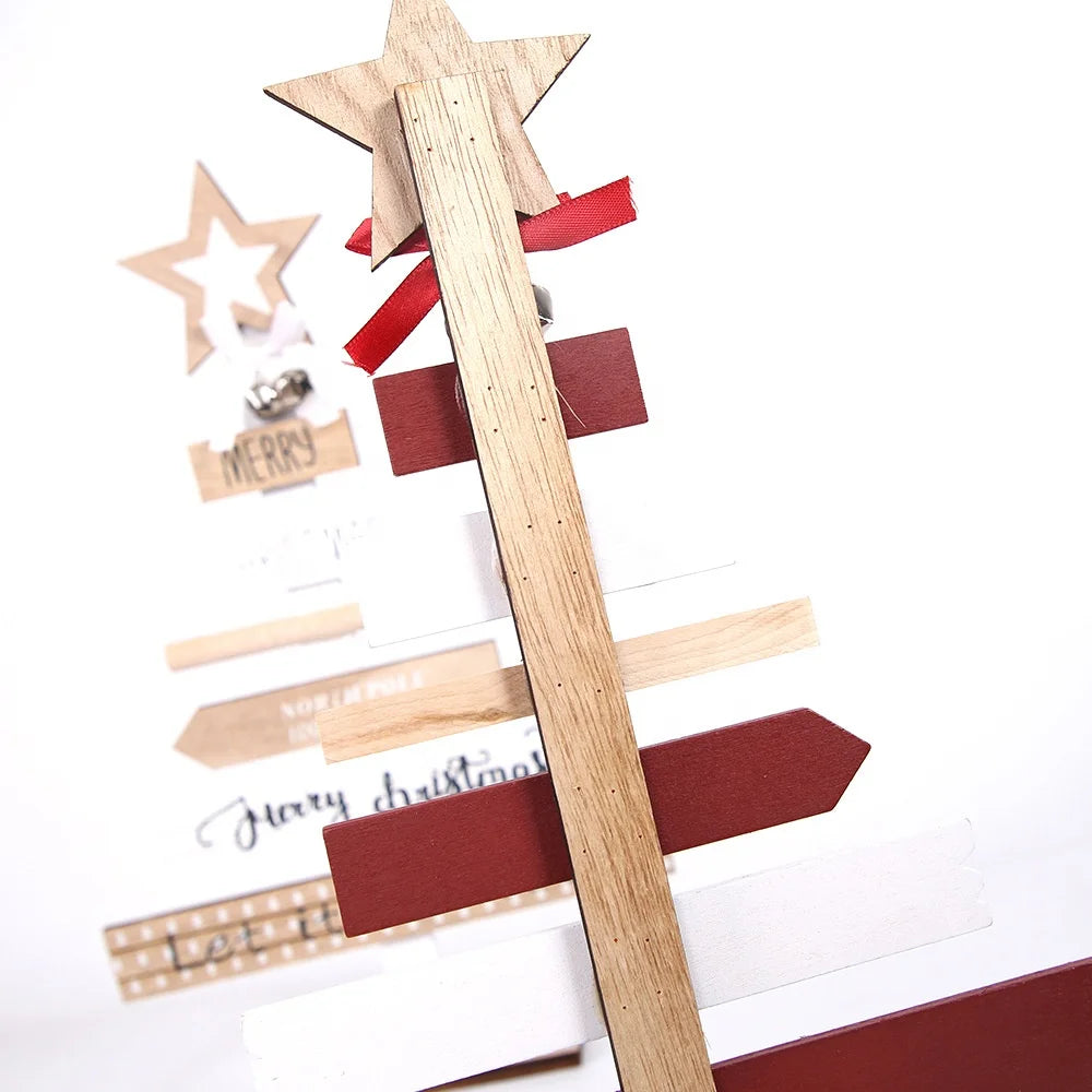 New Christmas Painted Wooden Decoration Christmas Tree Tabletop DIY Assembly Ornament Christmas Wooden Ornament