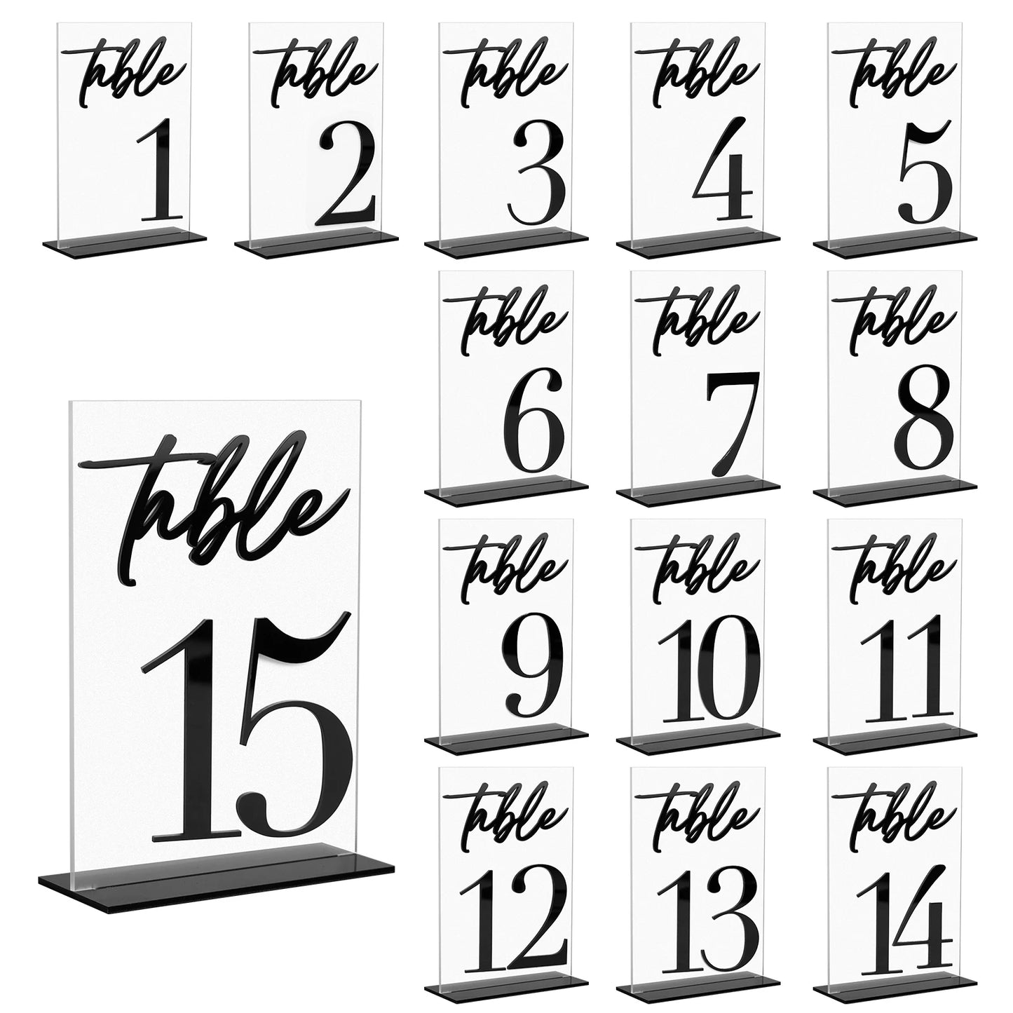 1 Wedding Party 15 Pieces 3D Transparent Acrylic Table Number Wedding Reception Event Party Restaurant Ornament Decoration Tabletop Signage Table Number