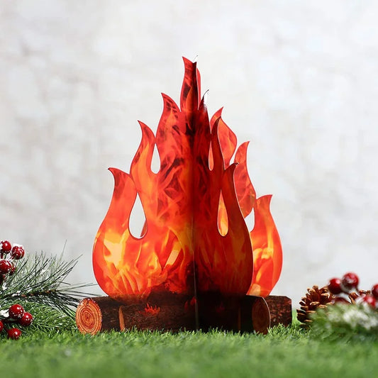 Halloween & Day of the Dead 3D Decorative Cardboard Campfire Center Parts Artificial Fire Fake Flame Paper Party Decorative Flame