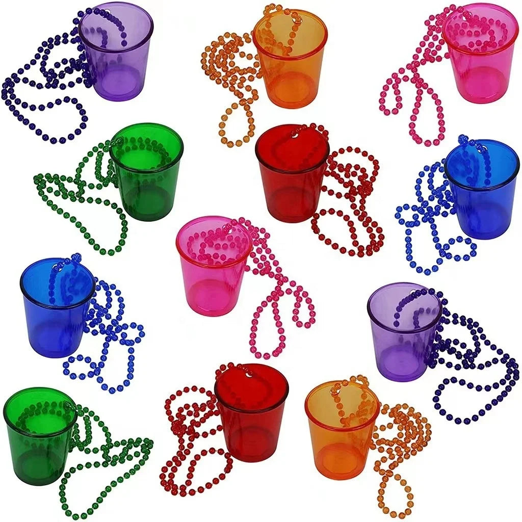 Easter and Thanksgiving 3 Plastic Colored Transparent Needle Cup Necklace Christmas Needle Glass Beaded Necklace