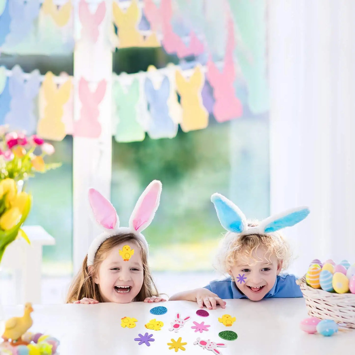 Easter and Thanksgiving 3 Random Easter Eva Foam Stickers Easter Party Decoration Children's Gifts Animal Modeling Self-Adhesive Stickers Easter Glitter Egg Stickers