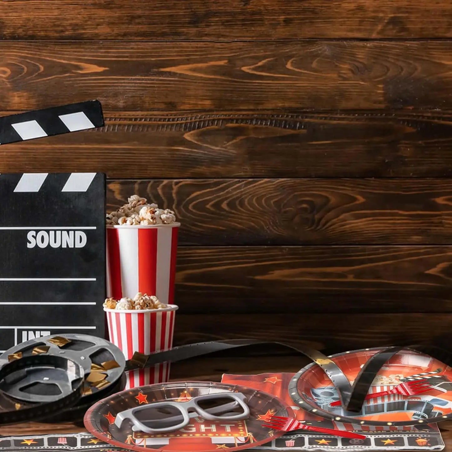 96 Movie Night Party Supplies Hollywood Movie Night Theater Party Paper Plates and Napkin Kits