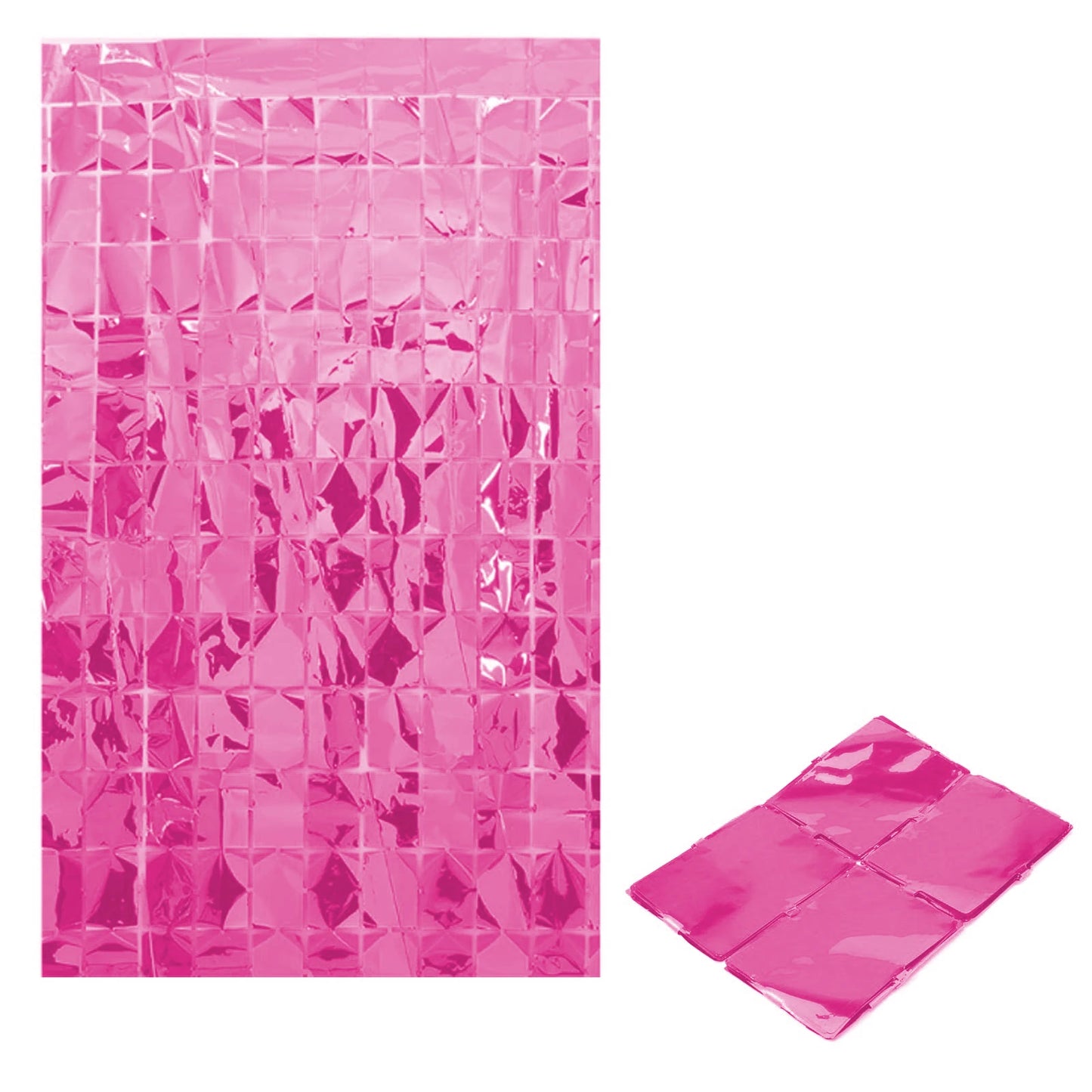 Bachelorette Party 1 Novelty Wedding Birthday Party Ornaments Pink Foil Tassel Ribbon Girls Hot Pink Square Foil Curtain Background