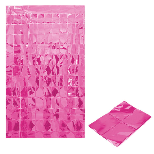 Bachelorette Party 1 Novelty Wedding Birthday Party Ornaments Pink Foil Tassel Ribbon Girls Hot Pink Square Foil Curtain Background