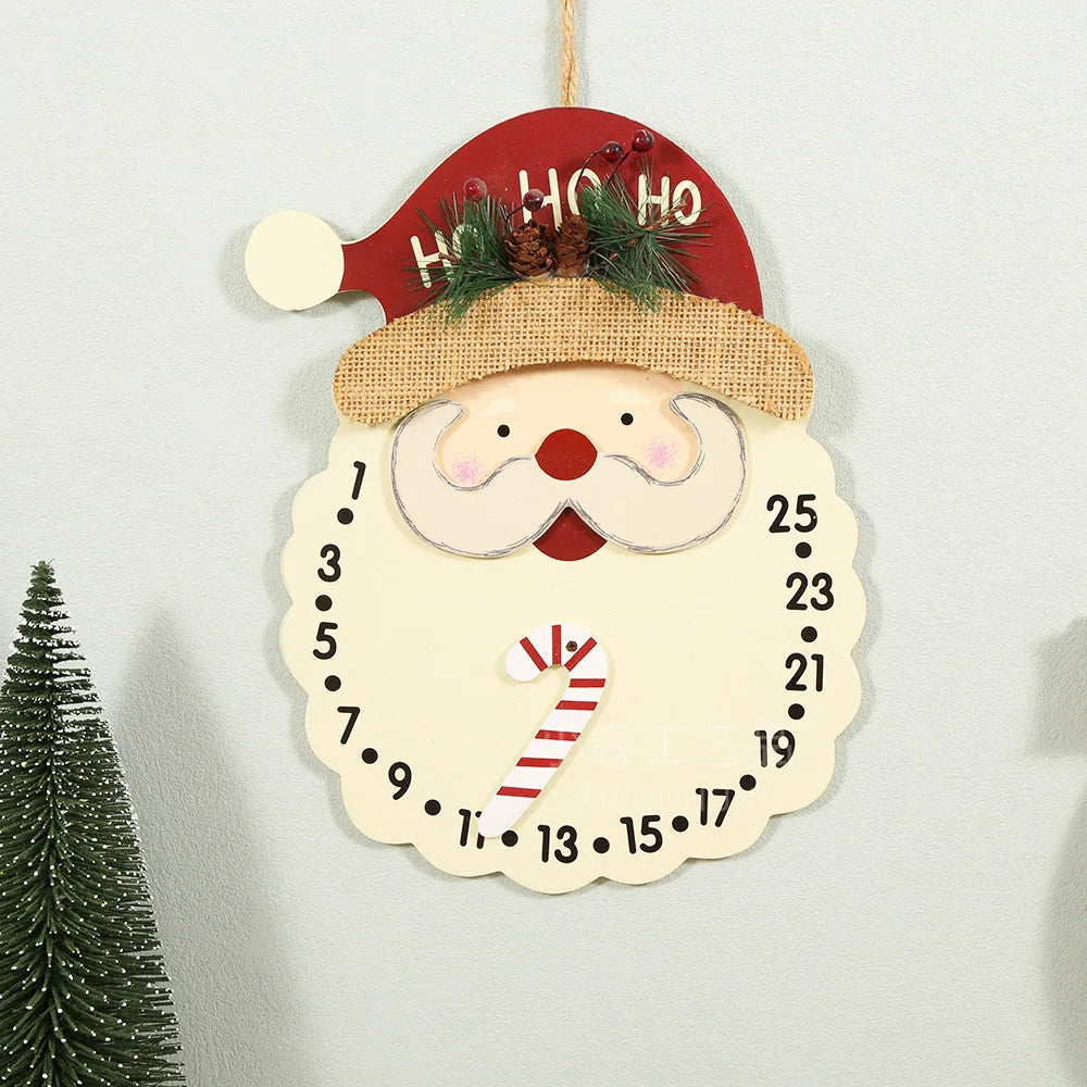 Wooden crafts, plywood novelty Christmas decoration Christmas countdown decoration window decoration pendant Christmas snowman erasable advent calendar