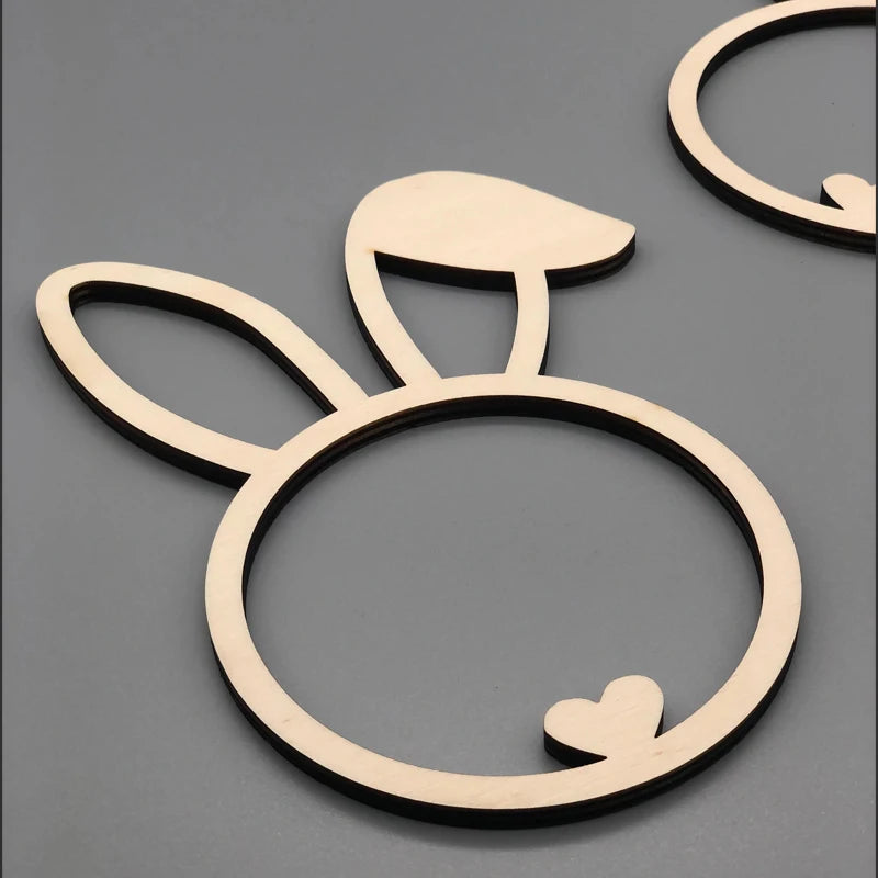 Easter and Thanksgiving 3 Decorative Outdoor Wooden Wreath Easter Bunny Simple Easter Decoration DIY with Curved Ears and Nose