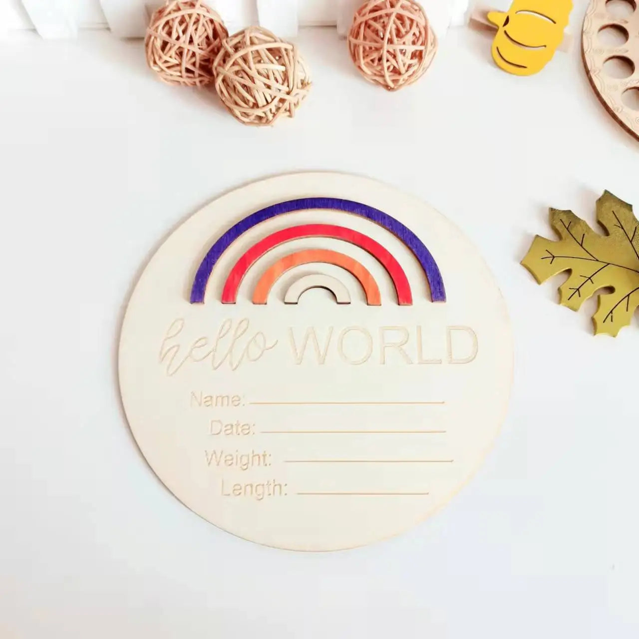 Birthday Party 2 Wooden Newborn Announcement Signs New Baby Boys and Girls Photography Props Nursery Decoration Baby Hands and Footprints Newborn Name Signs