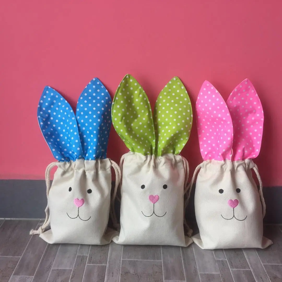 Easter and Thanksgiving 3 DIY Pull-Up Fine Linen Easter Ear Free Party Deals Gift Bags Kids Egg Hunt Stuffed Baskets