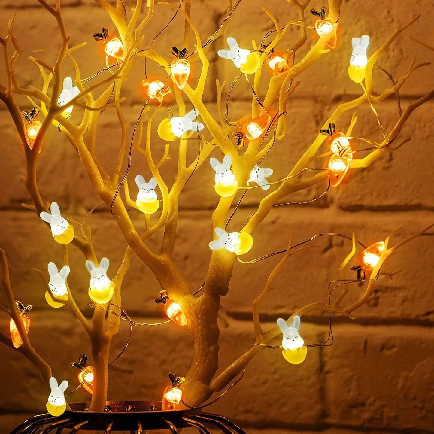 Easter and Thanksgiving 3 Rabbit Decoration Fairy Lights Rabbit Carrot Battery Fairy String Lights