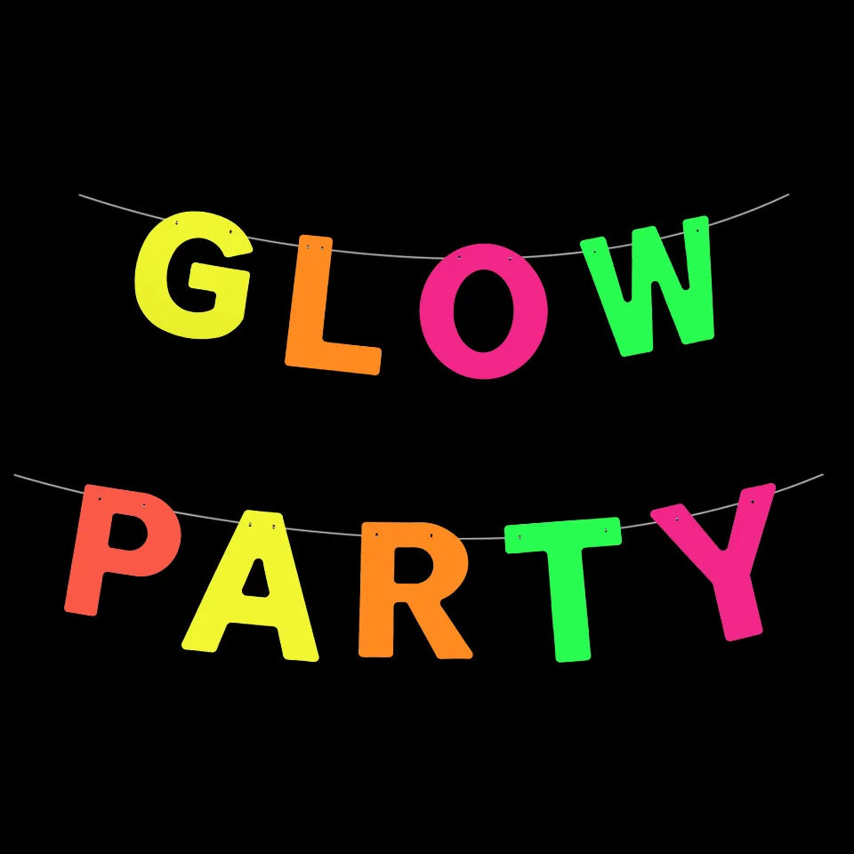 Birthday Party 2 Dark Wreath Glow Birthday Wedding Christmas Neon Party Decoration Neon Paper Banner Glow Party