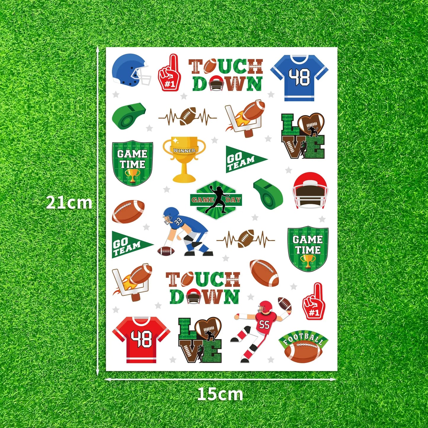 Birthday Party Football Temporary Tattoo-81, Sports Birthday Party Touchdown Team Party Supplies Football Game Party Decoration