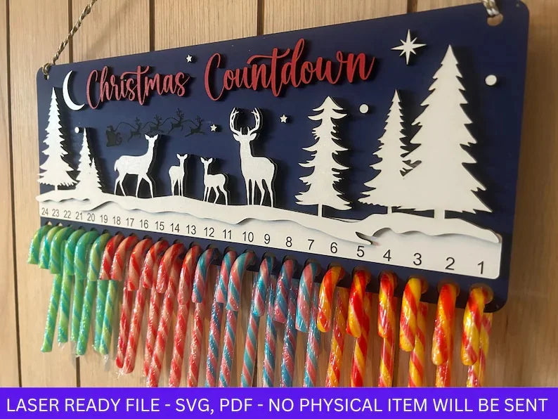 Wooden Crafts, Christmas Ornaments Exquisite Hanging Door Pendant Reindeer Theme Wooden Christmas Countdown