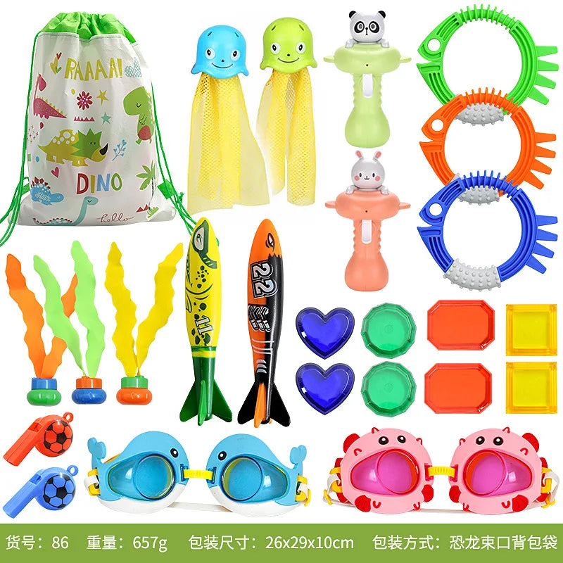 Birthday Party 2 Diving Toys Children's Outdoor Pool Treasure Hunt Diving Fish Seaweed Torpedo Jewelry Children's Water Toy Set