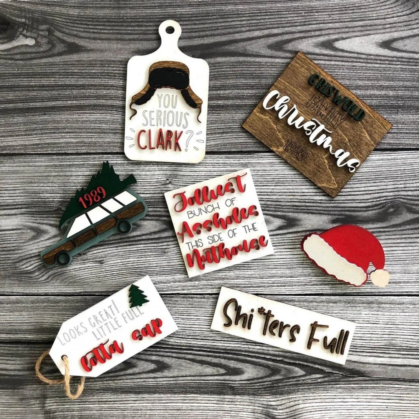 Farmhouse Autumn Wood Layered Tray Decoration Kitchen Dining Table Holiday Party Supplies Classic Christmas Home Wood Decoration