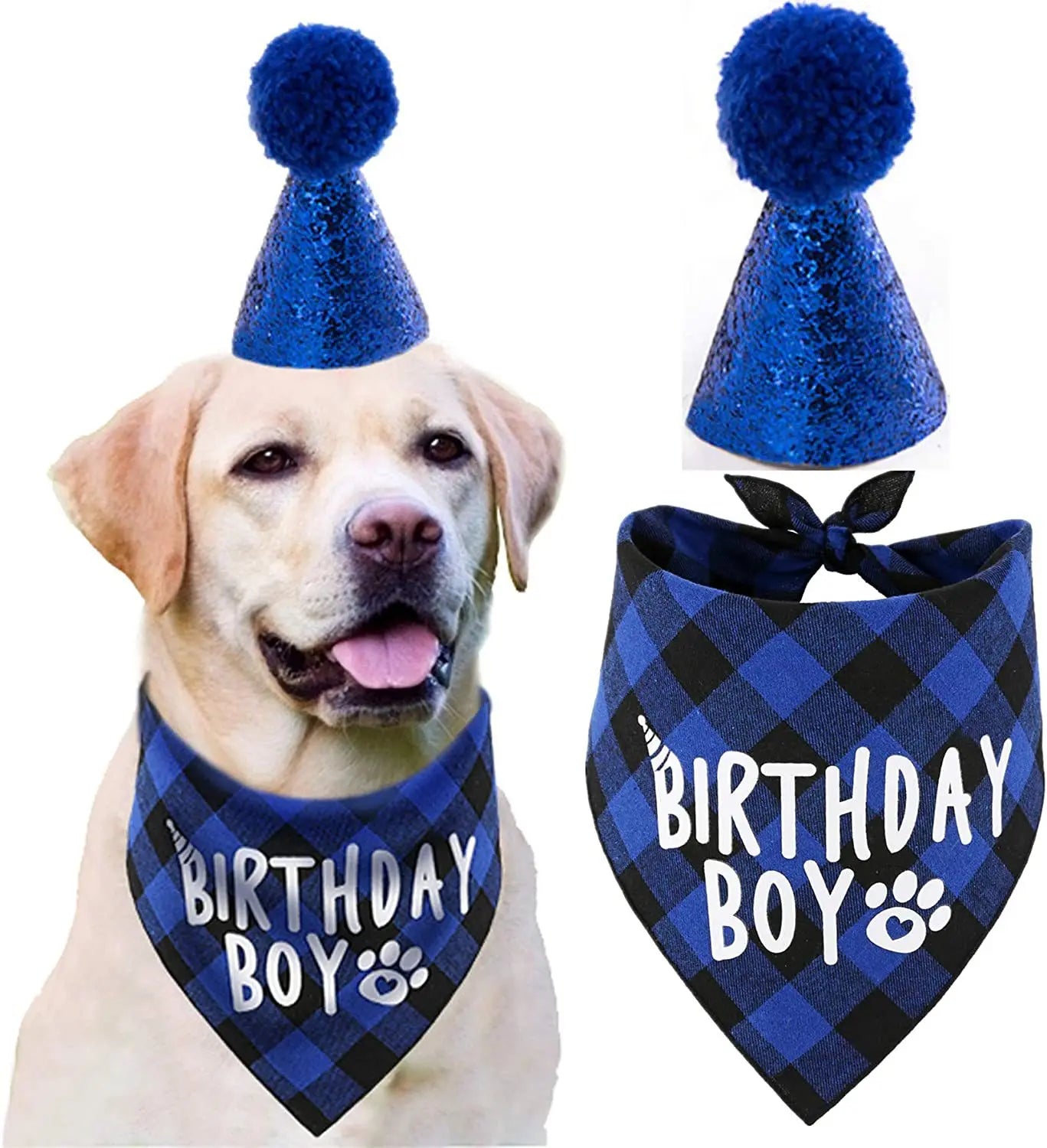 Pet festival, pet birthday party supplies dog birthday handkerchief hat set male and female dog birthday