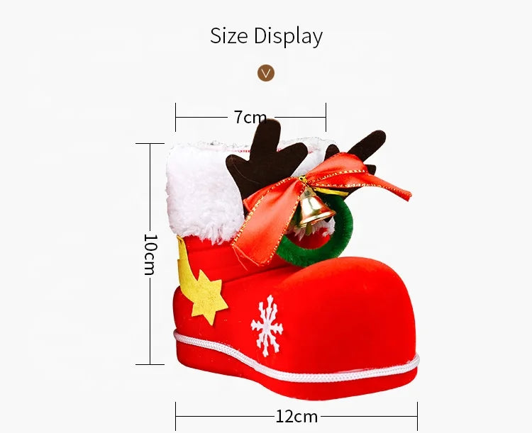 Large Christmas Stocking Christmas Tree Ornaments Kids Candy Bag Apple Bag Flocking Boots Hanging Christmas Party Decorations