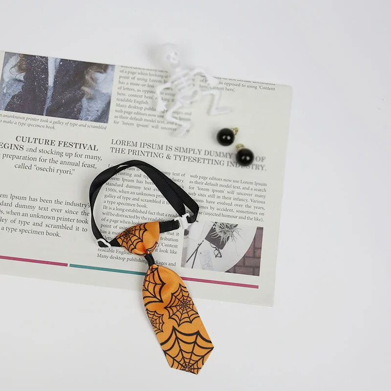 Halloween & Day of the Dead Pet Costume Halloween Puppy Neck Tie Spider Pumpkin Ghost Element Decorative Scarf Costume Accessories Pet Dog Cat Tie