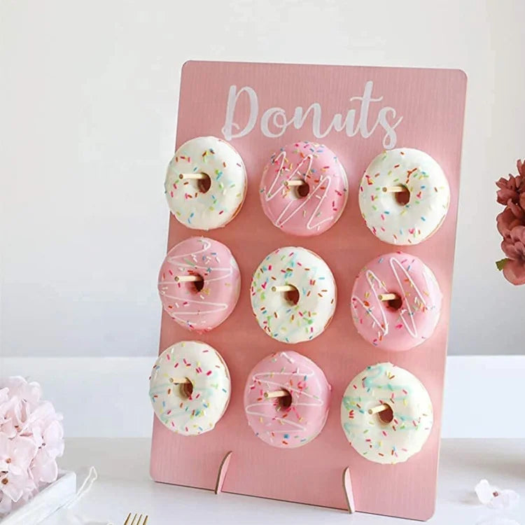 Birthday Party 2 Wooden Donut Wall Display Stand Countryside Wooden Donut Food Buffet Display Stand Reusable Countryside Donut Board Stand