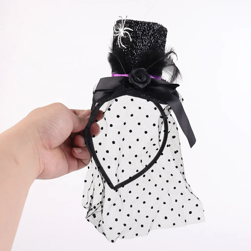 Halloween & Day of the Dead Mini Top Hat Headband Carnival Headband Women's Sequin Headband Colored Hair Accessories