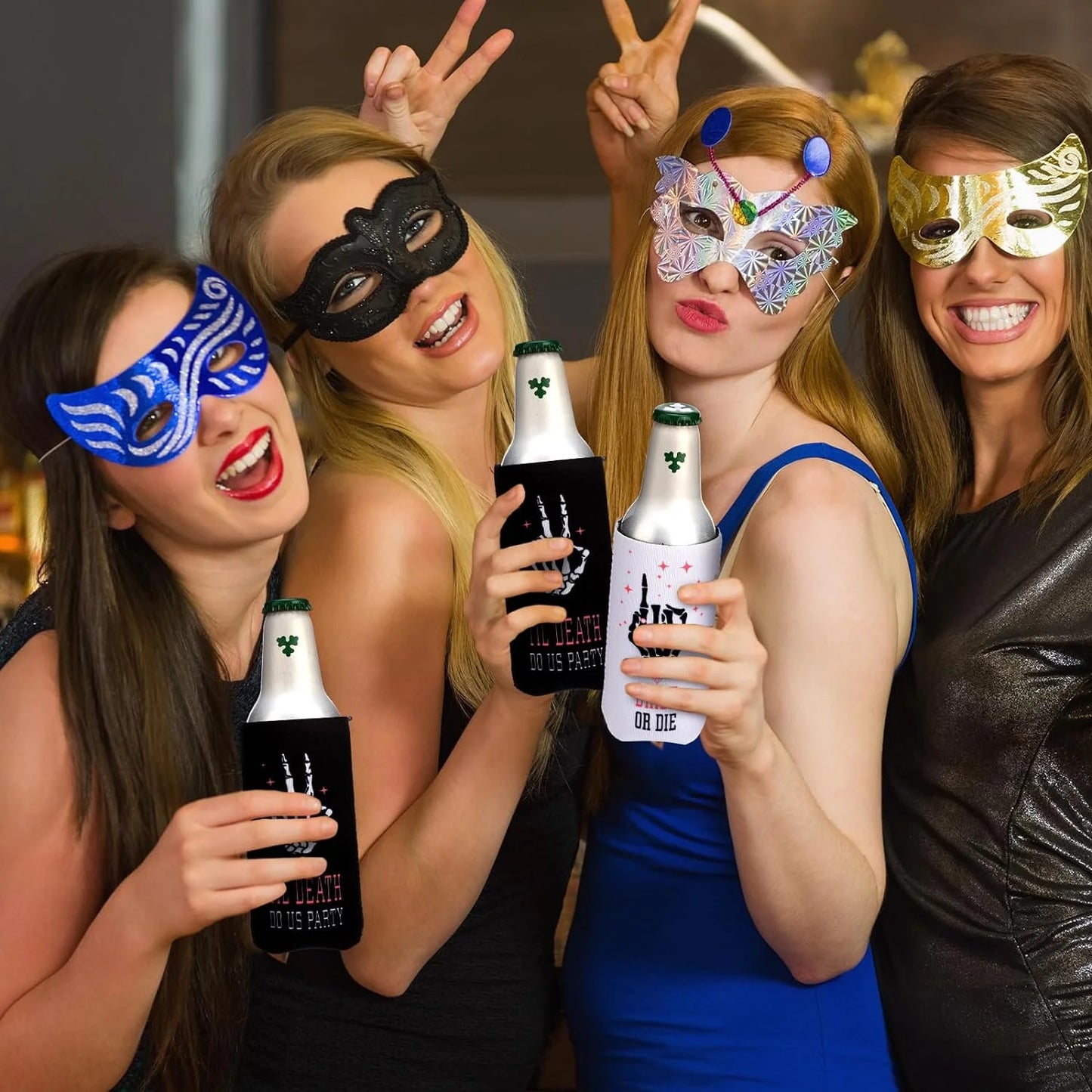 Bachelorette Party 1 16 Pieces Bridal or Death Bachelorette Party Like Beer Can Sleeves Until Death American Insulated Drink Rack Gothic Halloween Theme