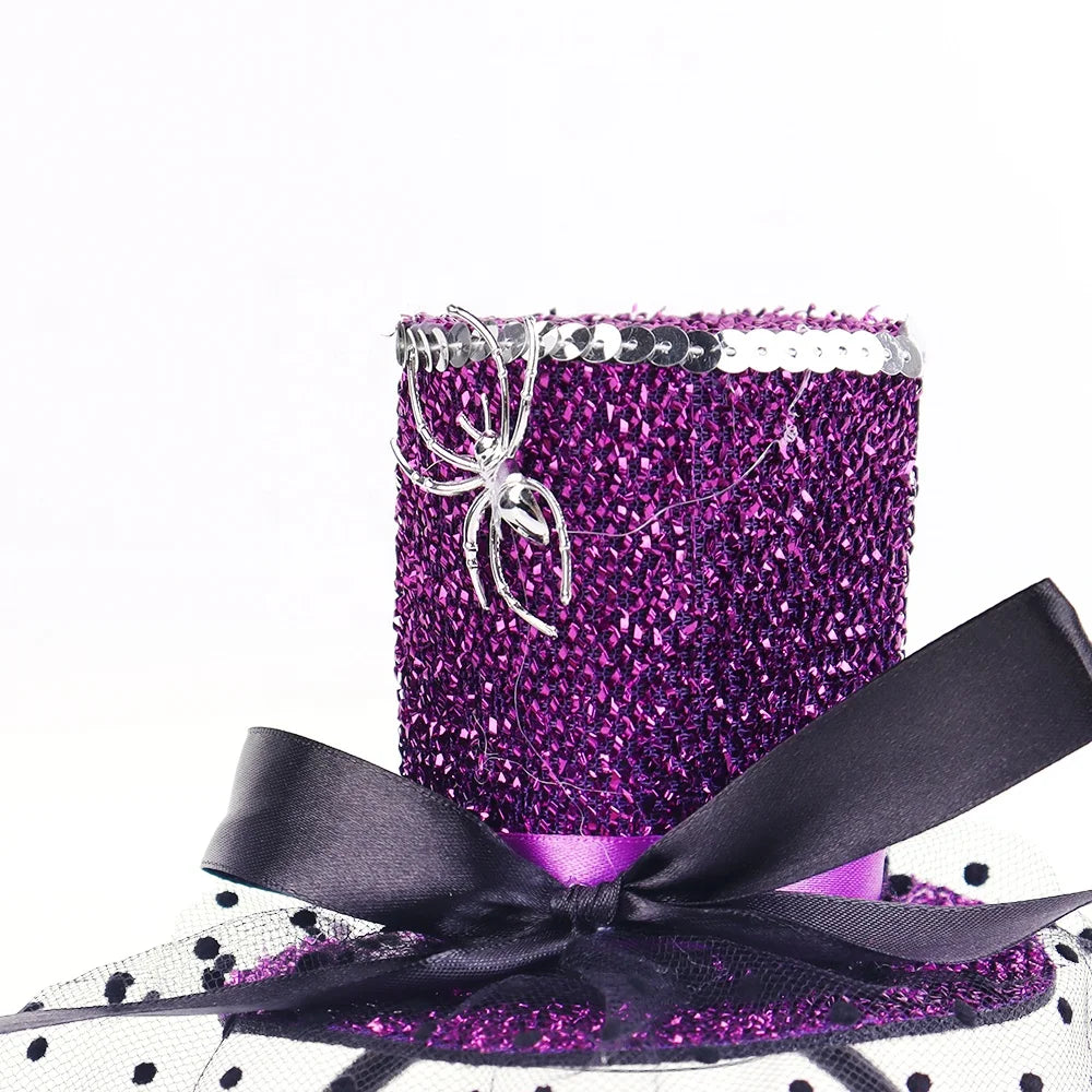 Halloween & Day of the Dead Mini Top Hat Headband Carnival Headband Women's Sequin Headband Colored Hair Accessories