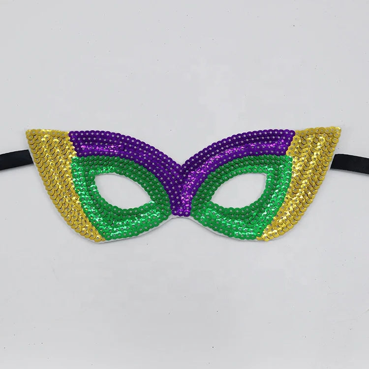 Carnaval Carnival Carnival Theme Gold Purple Green Sequins Half Face Mask Masquerade Sexy Performance Mask