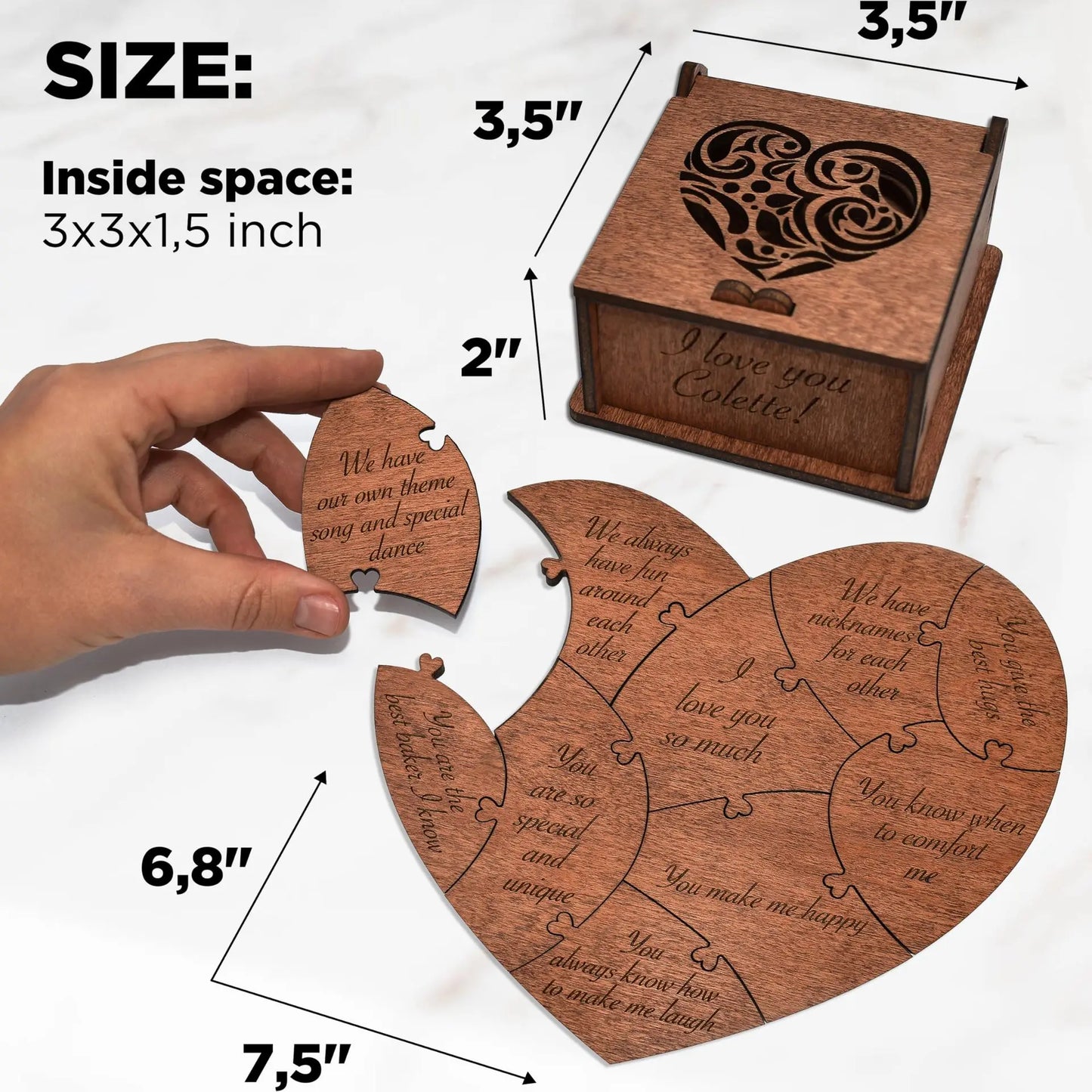 Wedding Party 0 Novelty Customized Wood Heart Puzzle Set Personalized Gift Love Your Wood Box Family Events