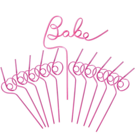 Bachelorette Party 1 Baby Bachelorette Party Crazy XL Pink Baby Straw Reusable Bridal Straw Heart Straw