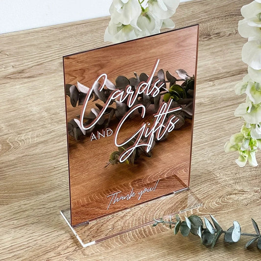 1 Wedding Party, Gift Table Logo Golden Mirror Acrylic Table Digital Wedding Reception Decorative Acrylic Logo Wedding Signage