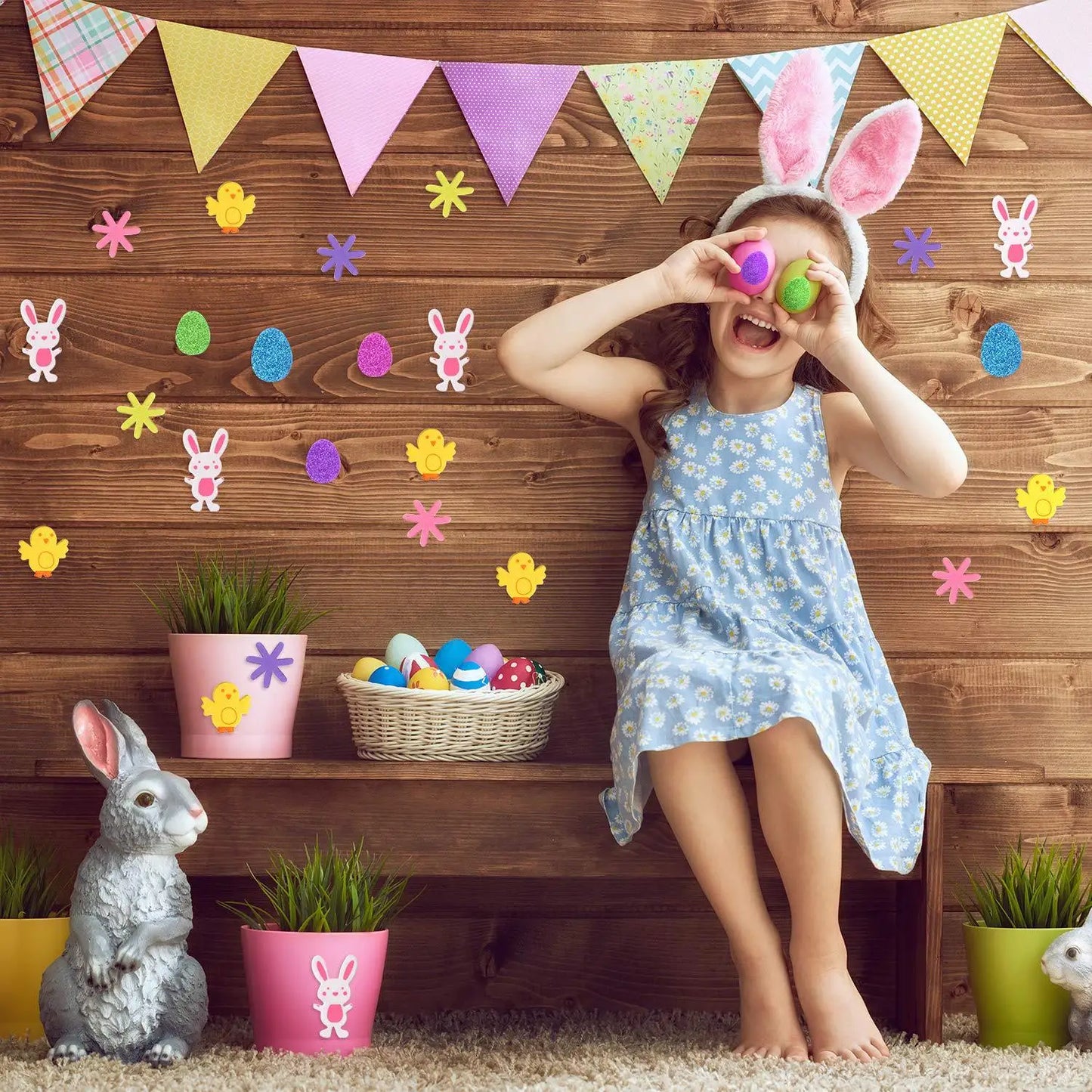 Easter and Thanksgiving 3 Random Easter Eva Foam Stickers Easter Party Decoration Children's Gifts Animal Modeling Self-Adhesive Stickers Easter Glitter Egg Stickers