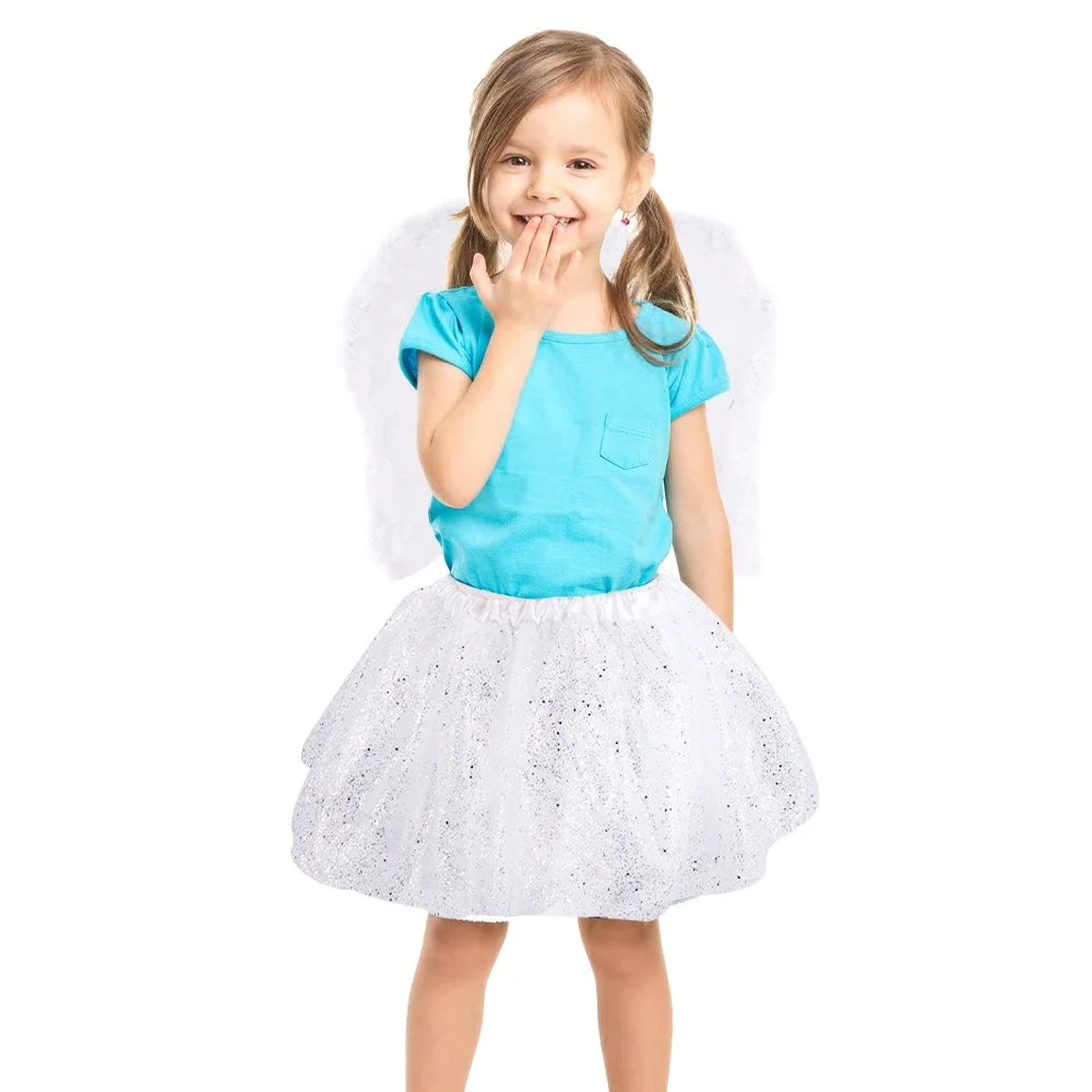 Halloween & Day of the Dead Baby Girl Angel Costume White Angel Cosplay Skirt Set Angel Makeup