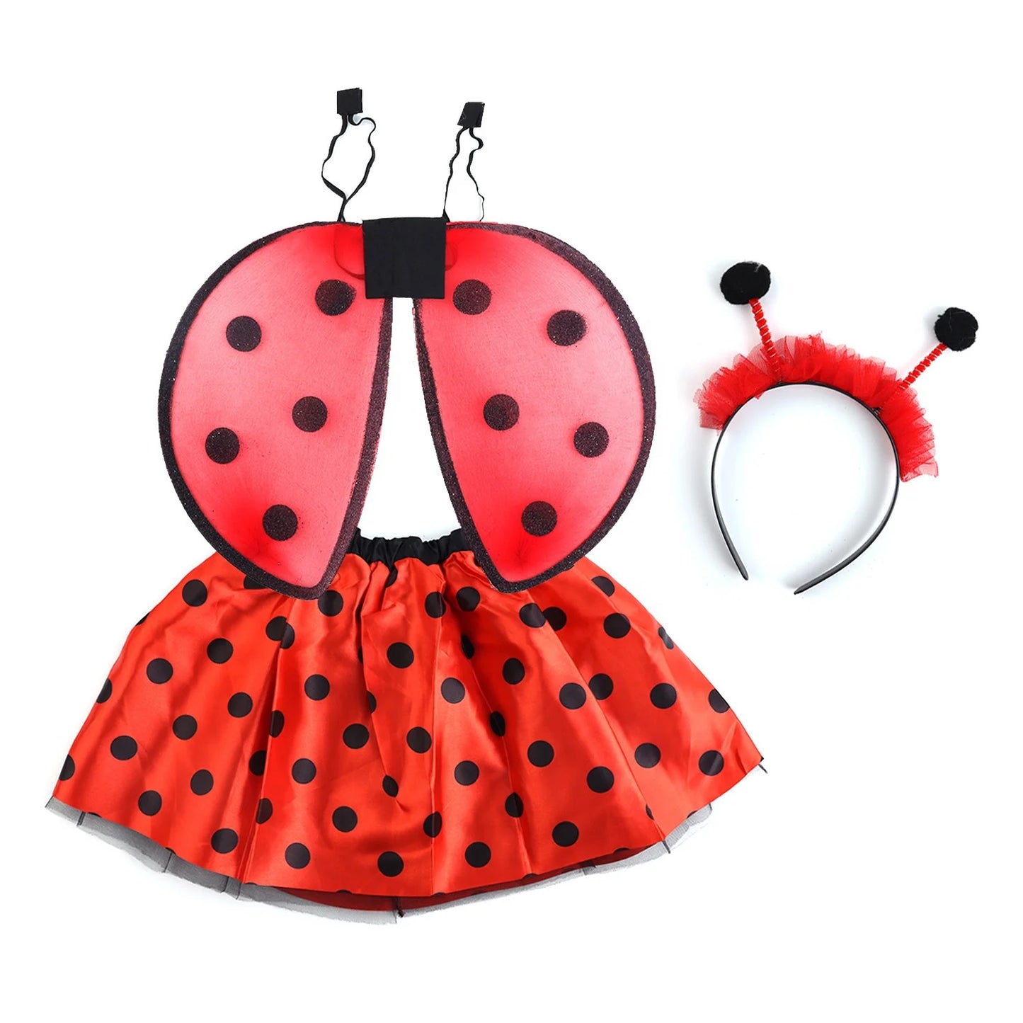 Halloween & Day of the Dead Girl Princess Dress Up Luggage Season Deals Ladybug Fairy Costume Suitable for Little Girls Toddlers Ages 3-7