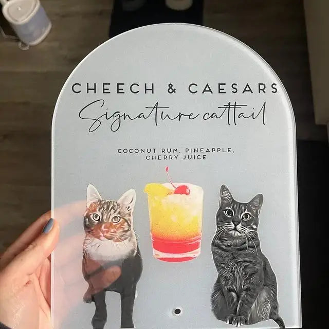 1 Wedding Party, Signature Cocktail Frosted Acrylic Wedding Bar Logo Custom Wedding Bar Logo Personalized Bar Drink Logo Menu After Party