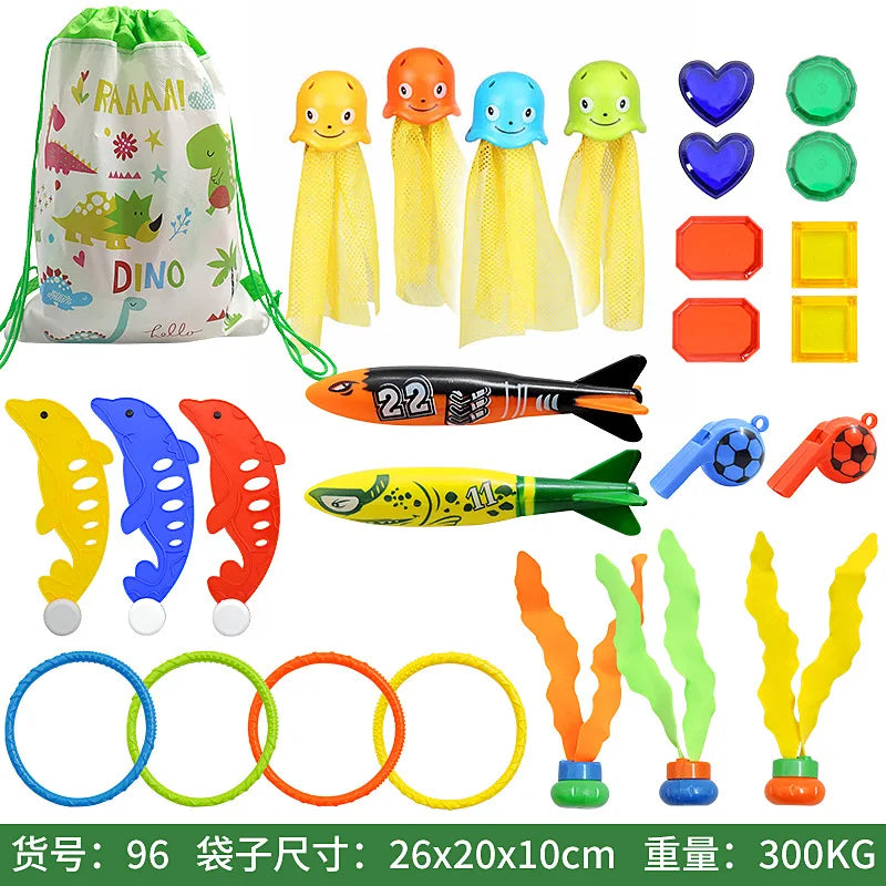 Birthday Party 2 Diving Toys Children's Outdoor Pool Treasure Hunt Diving Fish Seaweed Torpedo Jewelry Children's Water Toy Set