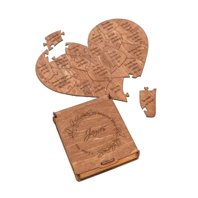Wedding Party 0 Novelty Customized Wood Heart Puzzle Set Personalized Gift Love Your Wood Box Family Events
