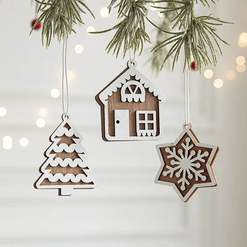 Custom Wooden Gift Labels Christmas Gadgets Candlestick Ornament Navidad Hanging Christmas Tree Wooden Pendant Decoration 