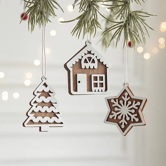 Custom Wooden Gift Labels Christmas Gadgets Candlestick Ornament Navidad Hanging Christmas Tree Wooden Pendant Decoration