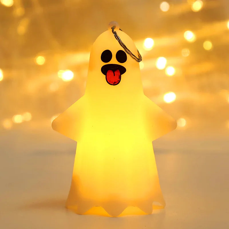 Decorações de Halloween e Dia dos Mortos 5 peças Pequena Expressão Abóbora Fantasma Festa Portátil Pendurado Fivela Bateria Luz Diodo Emissor de Luz 