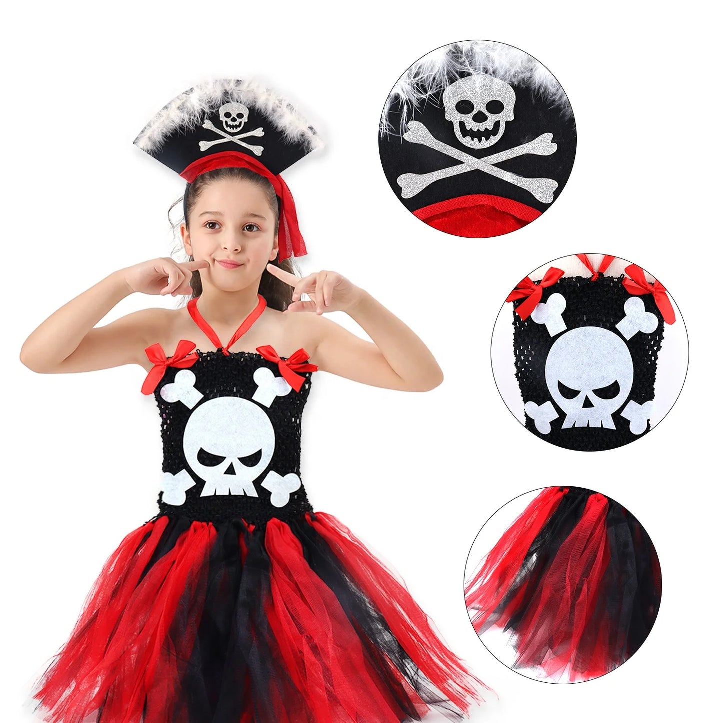 Halloween & Death Day Novelty Girl Costume Beautiful woman Skull Style Pirate Princess Dress Halloween Party Dress Up