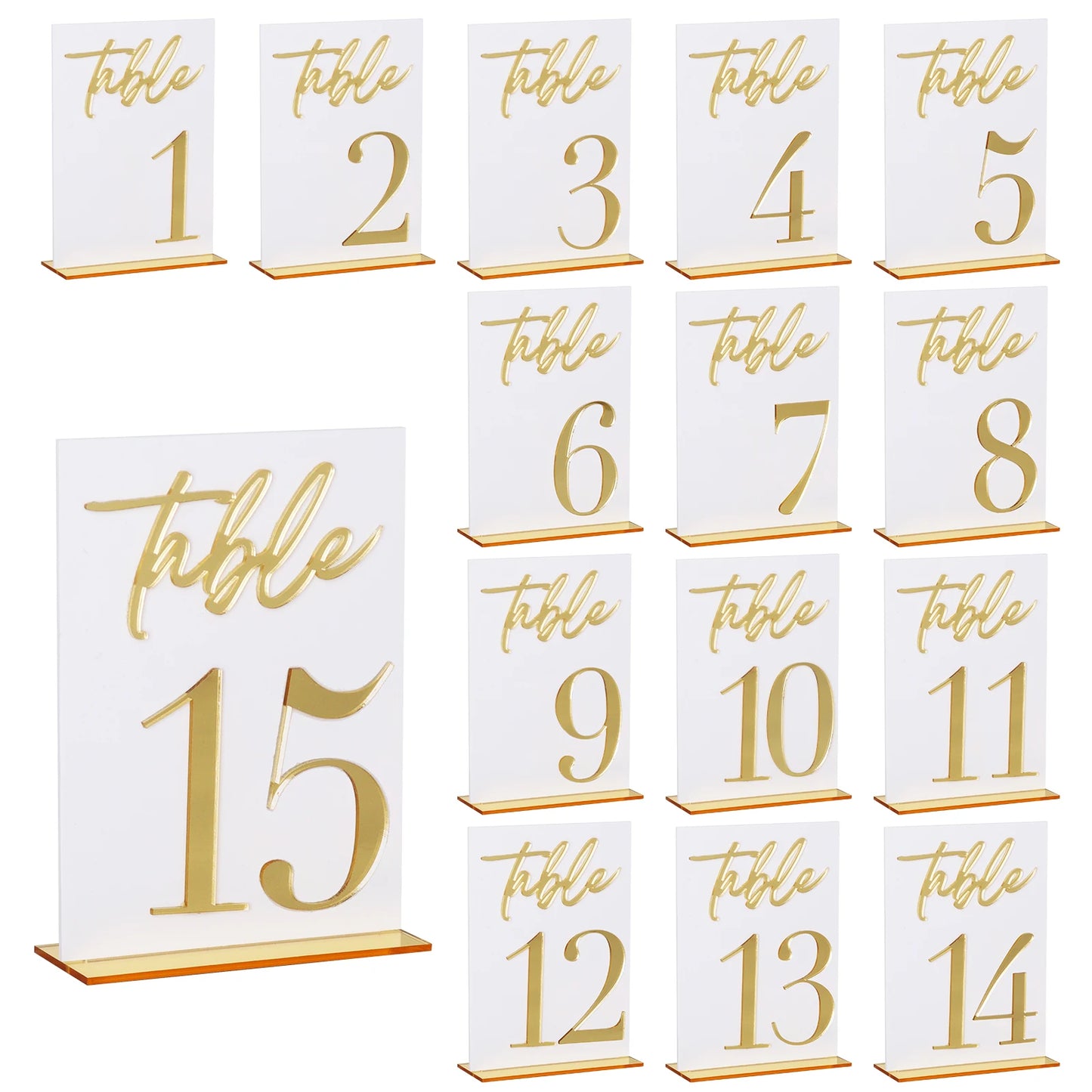 1 Wedding Party 15 Pieces 3D Transparent Acrylic Table Number Wedding Reception Event Party Restaurant Ornament Decoration Tabletop Signage Table Number