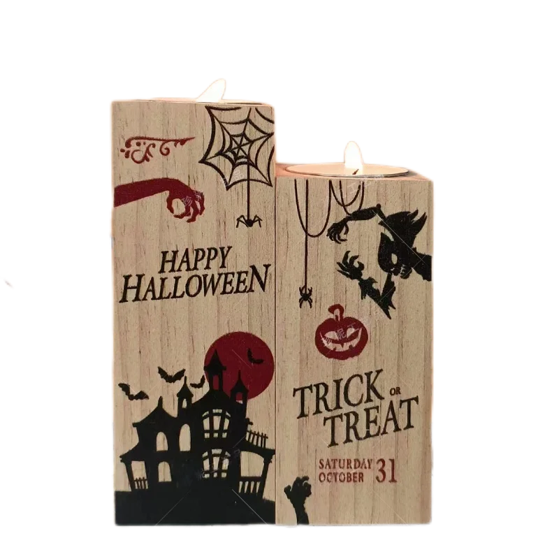 Halloween &amp; Day of the Dead, Party Decorations Creative Wooden Candlesticks Perfect Wooden Gifts 